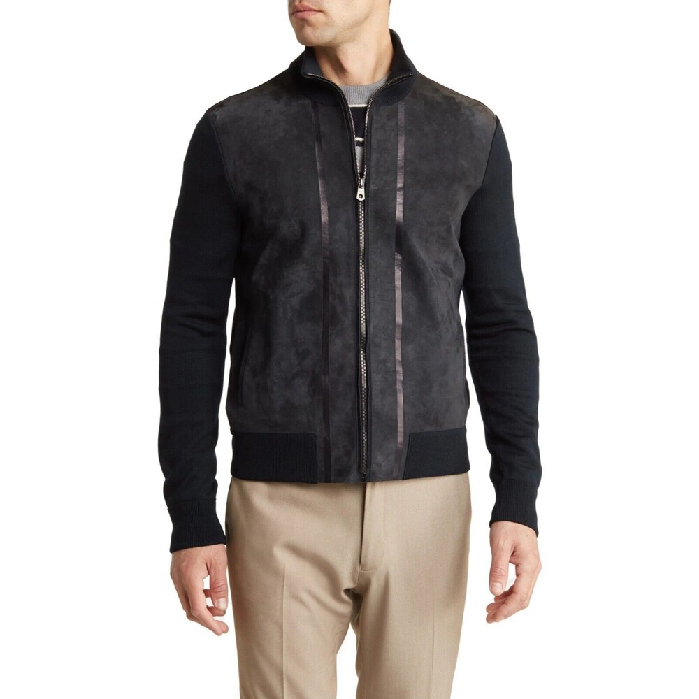 Salvatore Ferragamo Men's Virgin Wool Leather Jacket Black Size L - Italy Made